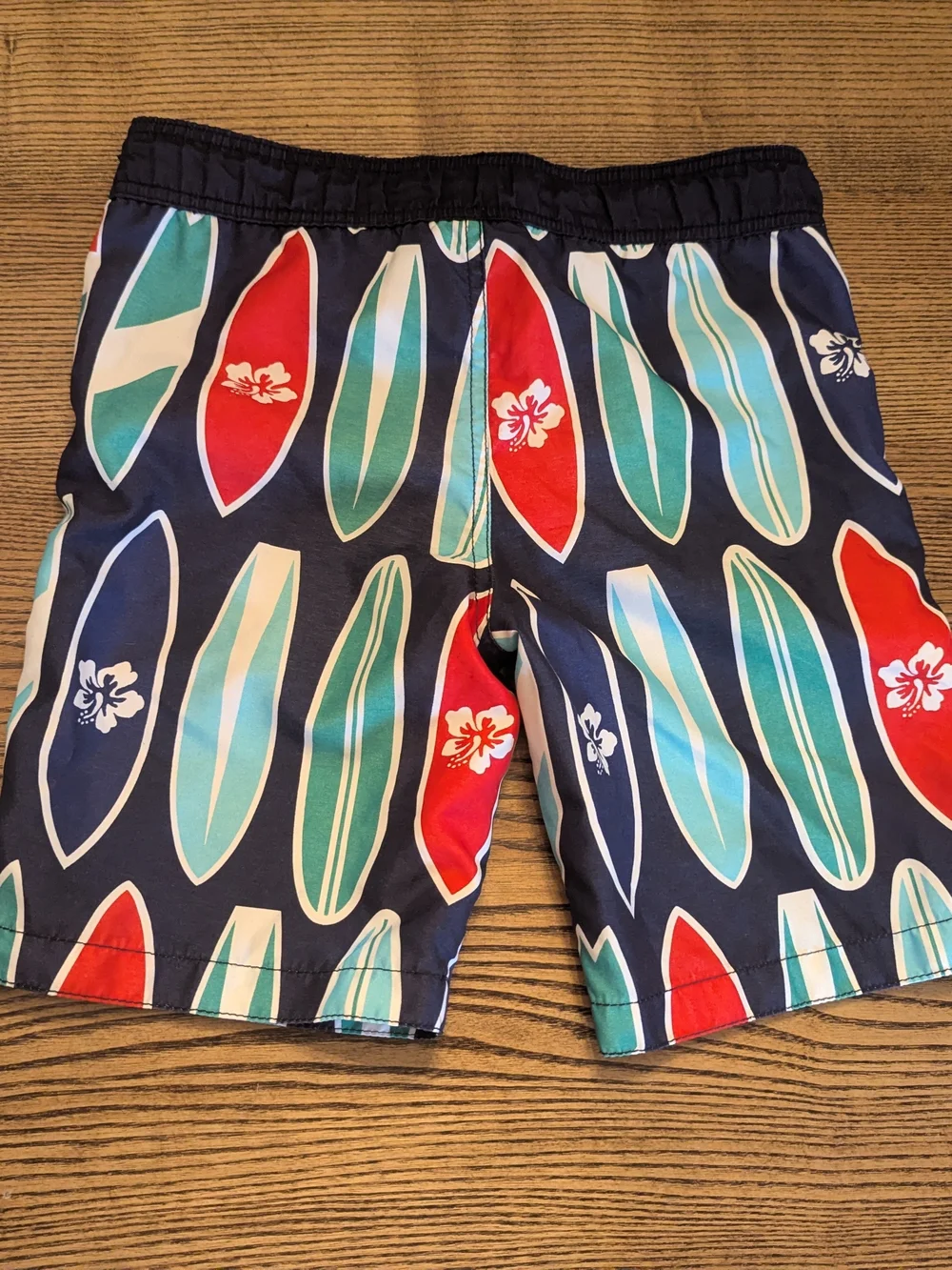 EUC Gymboree Boys 6 Surf Board Lined Tie Waist Swim Trunks Hawaiian Blue